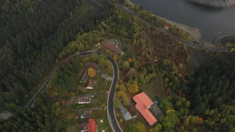 Flight through a cloud over a town in Germany. Stockbeeldmateriaal 153658255