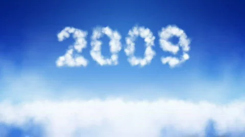 Flight through clouds to a year 2009 Stock Footage 311205