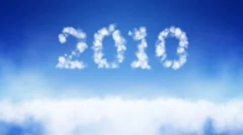 Flight through clouds to a year 2010 Stock Footage 311199