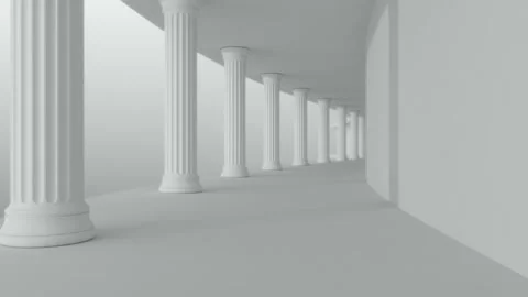 Flight through a columned gallery with bends. Seamless loop Stock Footage 263950136