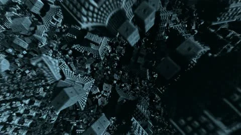 Flight through dark alien complex structures m1041 Stock Footage 12094357