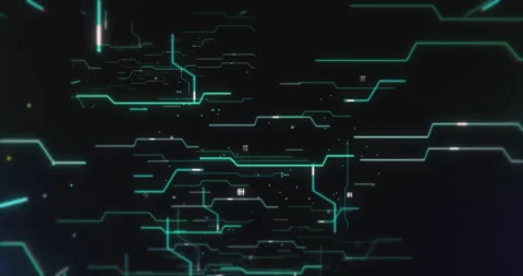 Flight through digital code network tunnel with logo placeholder Stock Footage 131851897