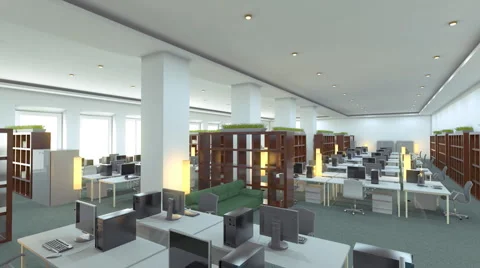 Flight through the empty Office 스톡 동영상 938346