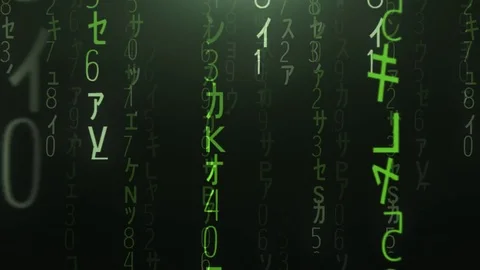 Flight through the falling green matrix code Stock Footage 81045956