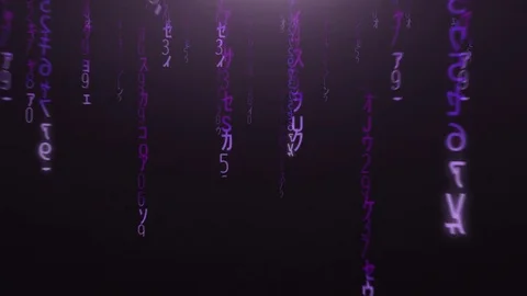 Flight through the falling purple matrix code Stock Footage 81046322