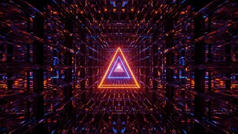 Flight through a futuristic 3d  environment with bright neon light Stock Footage 127831888