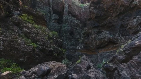 Flight Through Gigantic Rock Gorge Stock Footage 76744975