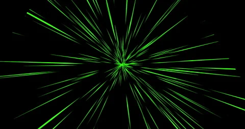 Flight through green space, warp speed on deep black background Stock Footage 254797704