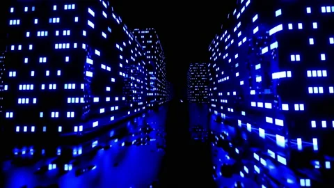 Flight through hi-tech technology tunnel with camera shake. Neon light, sci-fi Stock Footage 223235830