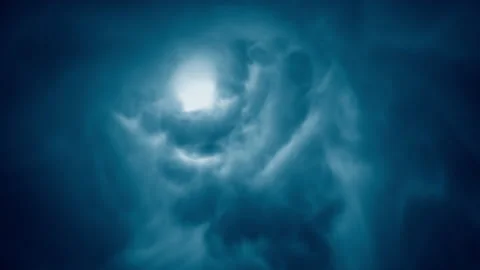 Flight through a Looped Ethereal Dream-Like Blue Heavenly Cloud Tunnel Stock Footage