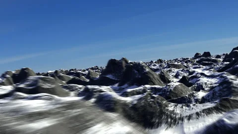 Flight through the mountains in a 3D animation Stock Footage 235636980