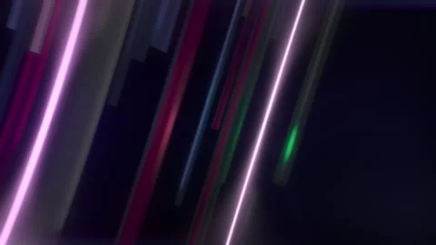 Flight through moving pillars and neon lights. Abstract Loop on Black Background Stock Footage 264808802