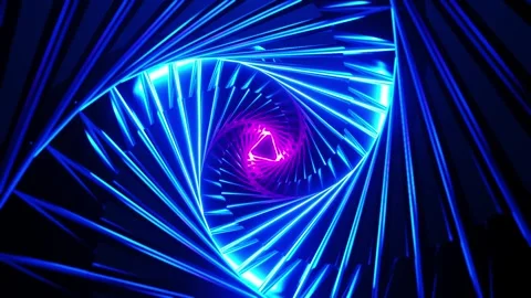 Flight Through a Neon Triangle Tunnel. Infinitely looped animation Stock Footage 259382775