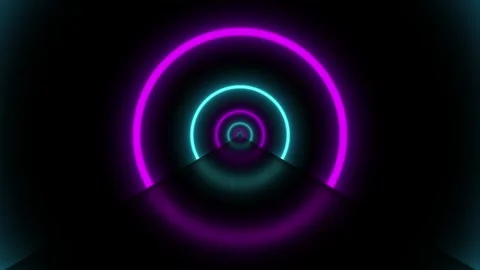 Flight through the neon tunnel. Abstract neon background, flying forward through Stock Footage 242511696
