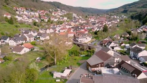 Flight through the old town on the hill Stock Footage 154339509