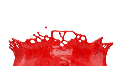 Flight through red paint splash in extreme slow motion, with alpha (FULL HD) Video stock 38832208