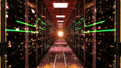 Flight through the red server room Stock Footage 105448769