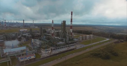 Flight Through Refinery Stock Footage 91194710