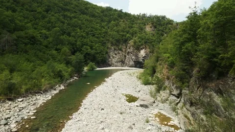 Flight through a river bed on a summer day Stock Footage 159058204
