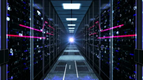 Flight through the server room Video stock 105418970