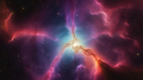 Flight through space. A cluster of cosmic dust and stars. Stock Footage 252589618