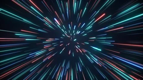 Flight through the stars in space. 3d render abstract particles background. C Illustrazione stock