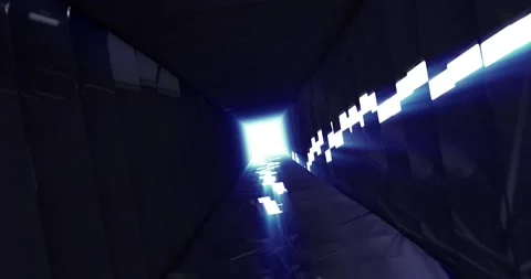 Flight through technological cyberspace with neon glow. Sci-fi flight Video stock 248154454