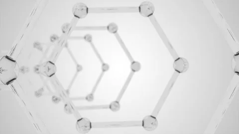 Flight through tunnel from glass molecules, computer generated. 3d render Stock Footage 140183345