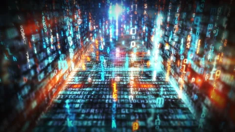 Flight Through A Virtual Tunnel With A Code Stock Footage 264753467