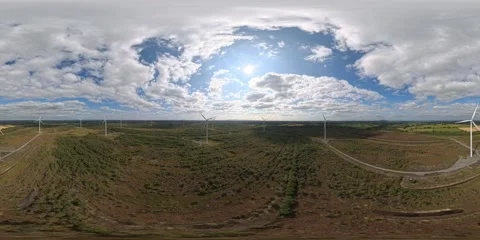 Flight through Windfarm Stock Footage 345448437