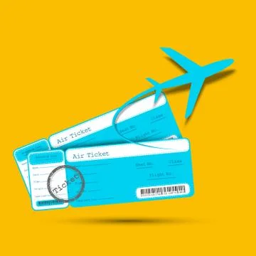 Flight Ticket with Airplane Stock Illustration
