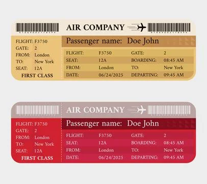 Flight ticket with boarding Stock Illustration