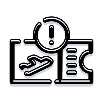 Flight ticket reservation warning information icon concept Stock Illustration