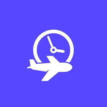 Flight time or delay icon, vector sign Stock Illustration