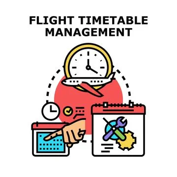 Flight timetable management planning and scheduling system Stock Illustration