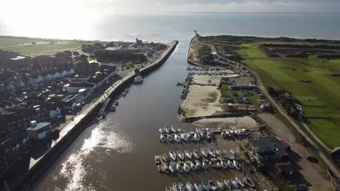 Flight towards the mouth of the River Arun Stock Footage 178169385