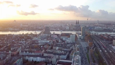 Flight Towards Rhein At Sunset Stock Footage 99309709