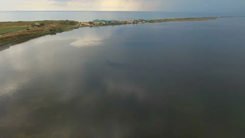 Flight towards the sea settlement Stock Footage 142689008