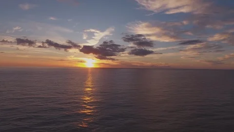 Flight towards the sunset, flight over the ocean Stock Footage 106178423