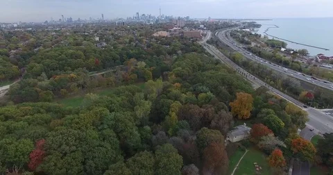 Flight Towards Toronto with traffic Stock Footage 81460845