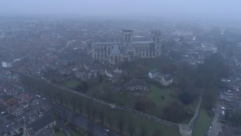 Flight towards York Minster, Drone, Yorkshire Video stock 101709522