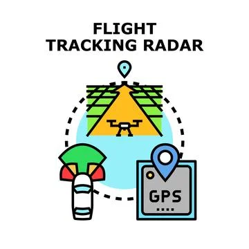 Flight tracking radar system for drone navigation Stock Illustration