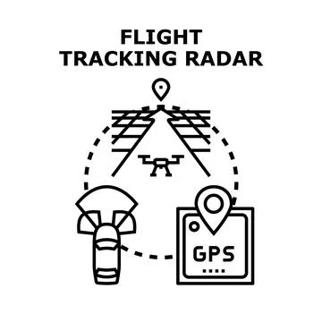 Flight tracking radar system for drone navigation Stock Illustration