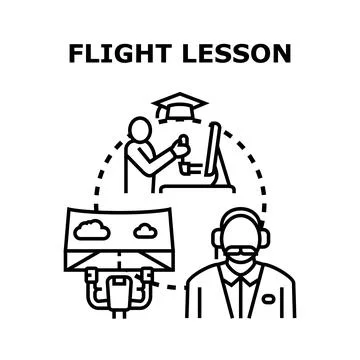 Flight training education using flight simulator technology Stock Illustration