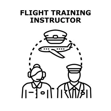 Flight training instructor with pilot student learning aviation Illustrazione stock
