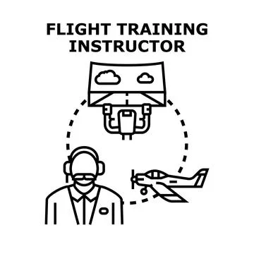 Flight training instructor teaching aviation lessons Stock Illustration