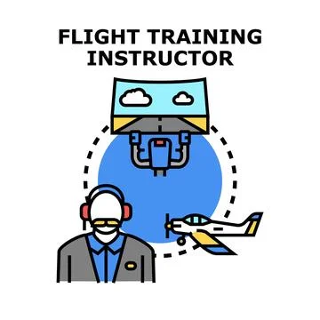 Flight training instructor teaching aviation lessons Stock Illustration