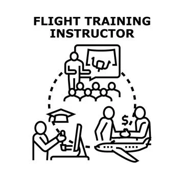 Flight training instructor teaching pilot profession concept Stock Illustration