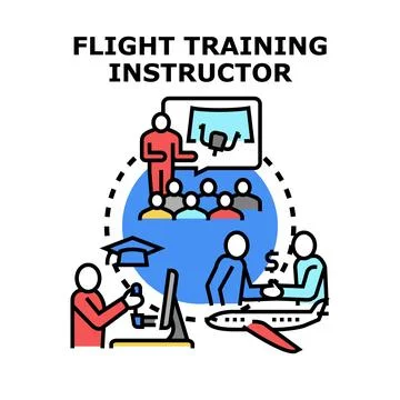 Flight training instructor teaching pilot profession concept Illustrazione stock