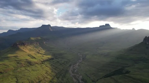 Flight Into Tugela Gorge sunset Stock Footage 248075307